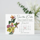 Elegant tropische kalender Opslaan datum Save The Date (Staand voorkant)