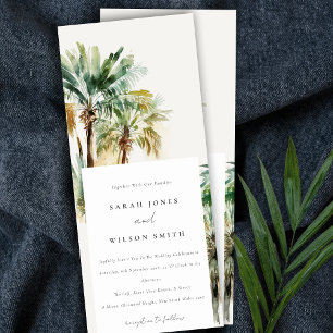 Elegant Tropische Waterverf Palm Trees Wedding Kaart