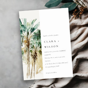 Elegant Tropische Waterverf Palm Trees Wedding Kaart