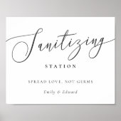 Elegant Trouw Bruidsbruiloft Sanitizatie Station Poster (Voorkant)