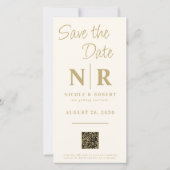 Elegant Trouw Monogram Foto Strook QR Code Save The Date (Achterkant)