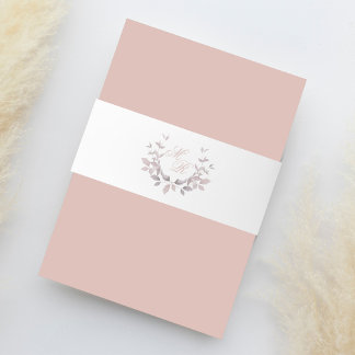 Elegant Trouw Monogram Laurierblad Uitnodigingen Wikkel