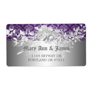 Elegant trouwadres barok bloeit Paarse Etiket