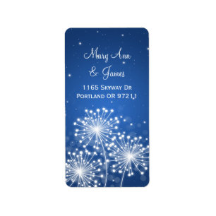 Elegant trouwadres zomer sparkle saffier etiket