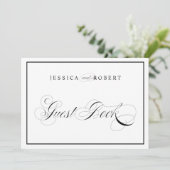 Elegant Trouwbord Gastboek Zwarte Rand Kaart (Staand voorkant)