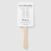 Elegant Trouwdag Programma met Tijdschema Handwaaier (Achterkant)