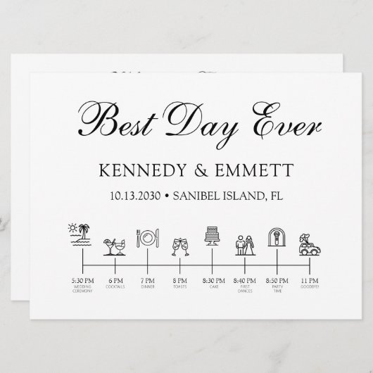 Elegant trouwdag tijdlijn programma (Voorkant / Achterkant)