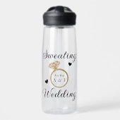 Elegant Trouwkoppel Naam | Bruid Glitterige Ring Waterfles (Voorkant)