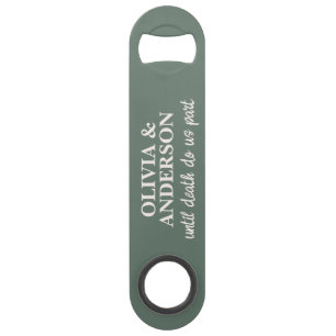 Elegant Trouwkoppel Naam Groen Ivoor Kleur Speed Flessenopener