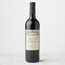 Elegant Trouwlabel voor wijnfles in vintage goud