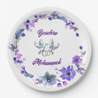 Elegant Trouwpapier Bord met Bloemontwerp – B