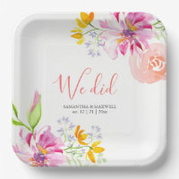 Elegant Trouwpapier Borden Waterverf Bloemen