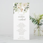 Elegant Trouwprogramma Groene Witte Bloemen Programma (Staand voorkant)