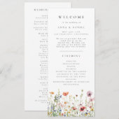 Elegant Trouwprogramma met Wilde Bloemen Programma (Voorkant / Achterkant)