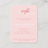 Elegant Trouwroze Monogram Oefendiner Informatiekaartje (Voorkant)