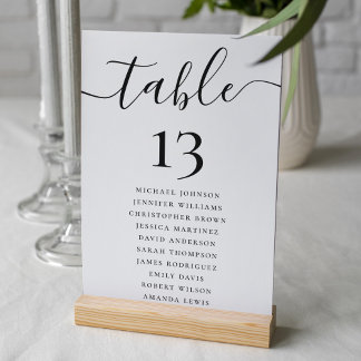 Elegant Trouwtafel Nummer en Zitkaart Kaart