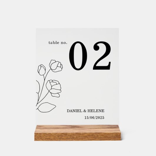 Elegant Trouwtafel Nummer Kaart Acryl Teken Acryl Bord (Voorkant)