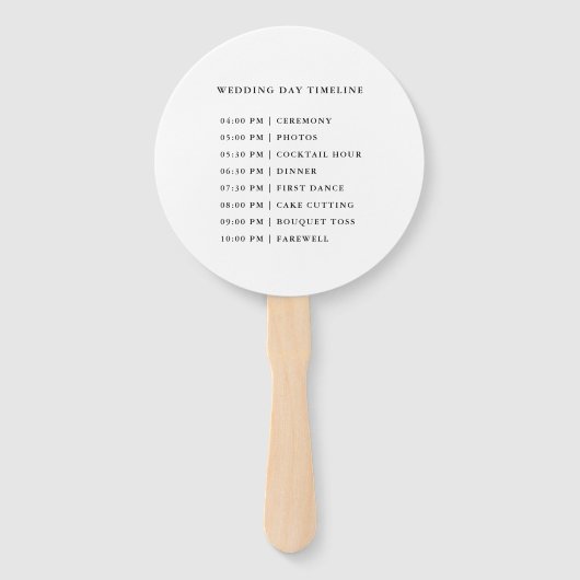 Elegant Trouwtijdlijn in Sierlijk Schrift Handwaaier (Achterkant)