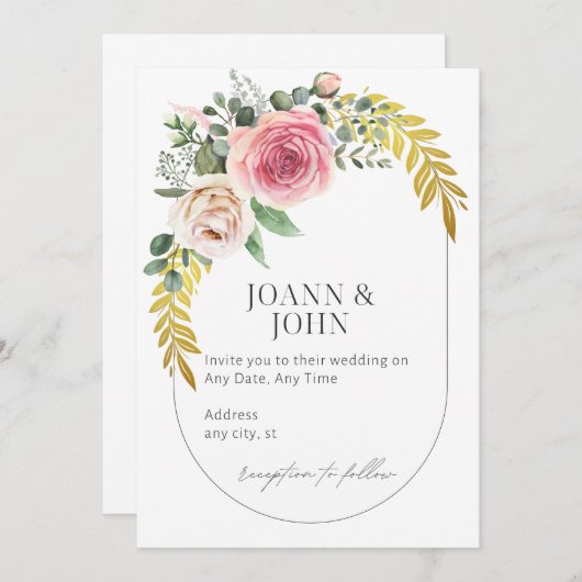 Elegant trouwuitnodiging kaart (Voorkant / Achterkant)