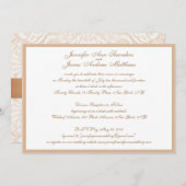 Elegant trouwuitnodiging met lint en kant kaart (Voorkant / Achterkant)