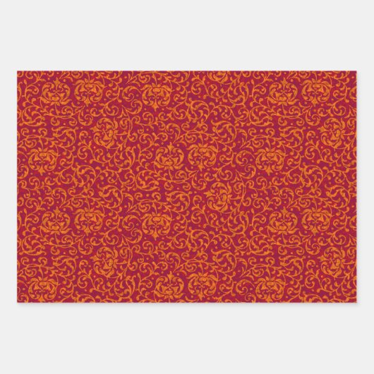 Elegant  Tudor Roos Damask Inpakpapier Vel (Voorkant)