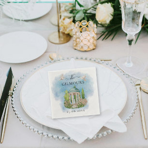 Elegant tuinhuisje   bloemen duiven Bruiloft Luxe Servet