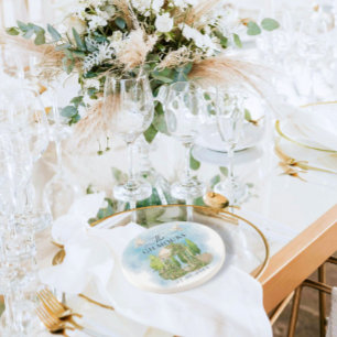 Elegant tuinhuisje bloemen duiven Bruiloft Luxe Zandsteen Onderzetter