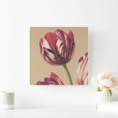 Elegant Tulip Art Floral Wall Clock Vierkante Klok (Huis)