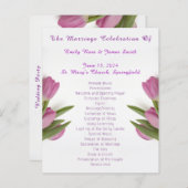 Elégant Tulip Mariage Ceremony Programme Fiche pap (Devant / Derrière)