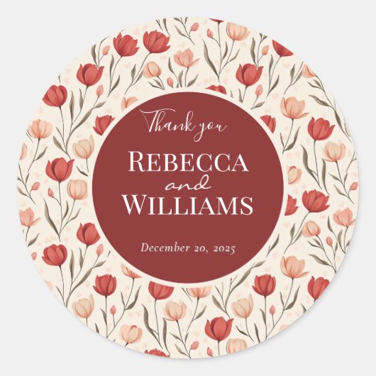 Elegant Tulip Wedding Sticker (Voorkant)