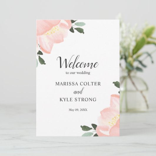 Elegant Tulips Blush Pink Floral Wedding Programma (Staand voorkant)