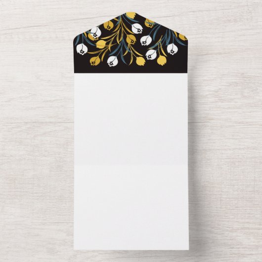 Elegant tulp bloemenpatroon all in one uitnodiging (Binnen)