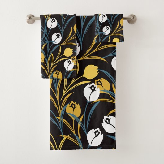 Elegant tulp bloemenpatroon bad handdoek (Insitu)