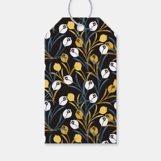 Elegant tulp bloemenpatroon cadeaulabel (Voorkant)