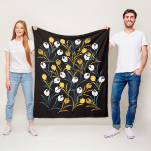 Elegant tulp bloemenpatroon fleece deken