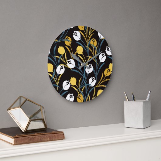 Elegant tulp bloemenpatroon grote klok (Kantoor)