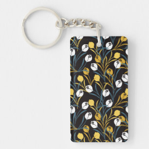 Elegant tulp bloemenpatroon sleutelhanger