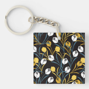Elegant tulp bloemenpatroon sleutelhanger