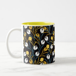 Elegant tulp bloemenpatroon tweekleurige koffiemok