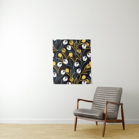 Elegant tulp bloemenpatroon wandkleed (In situ)