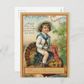 Elegant Turkey Happy Thanksgiving Greeting Feestdagenkaart (Voorkant / Achterkant)