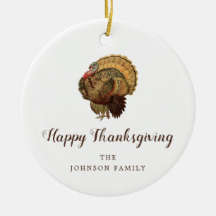 Elegant Turkije Happy Thanksgiving Keramisch Ornament