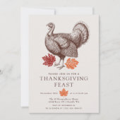 Elegant Turkije Herfstblad Thanksgiving Kaart (Voorkant)