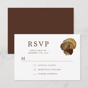 Elegant Turkije Thanksgiving RSVP Kaartje