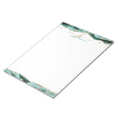 Elegant Turquoise Agate Script Monogram Initialen Notitieblok (Schuin)