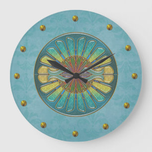 Elegant Turquoise Art Deco Wall klok