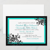 Elegant Turquoise|Black Wedding Invitation Kaart (Voorkant / Achterkant)