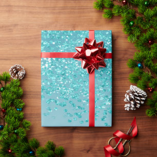 Elegant Turquoise Blau Glitter Ombre Cascaderend  Cadeaupapier