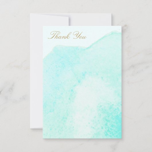 Elegant Turquoise Blauw Aquarel Bedankt (Voorkant)