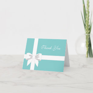 Elegant Turquoise Blauwe Witte Lint Bedankt